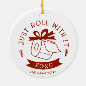 ただ転がクリスマスをおもしろい祝って セラミックオーナメント (裏面)