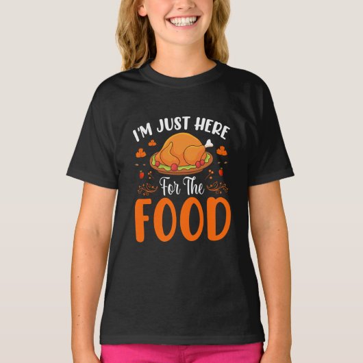 ただ食べに来ただけ おかしな感謝祭 Tシャツ (正面)