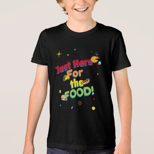 ただ食べに来ただけ!面白いパーティー トライブレンドTシャツ (正面)