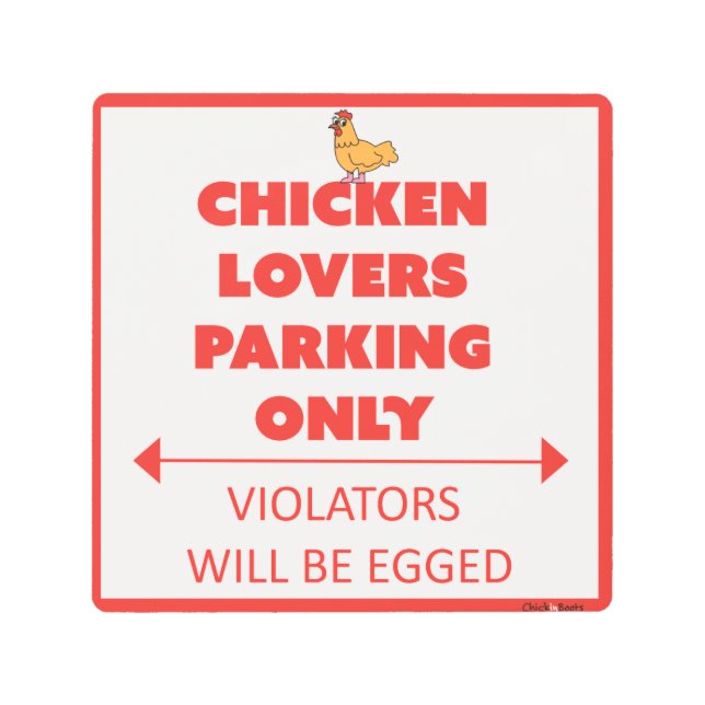 ただ駐車している鶏の恋人! メタルプリント (正面)