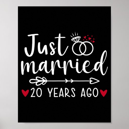 たった今結婚しましたおもしろいカップル夫婦妻20th Anniv ポスター (正面)