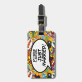 たった今結婚しましたおもしろいカラフルパーソナライズされた ラゲッジタグ (正面縦)