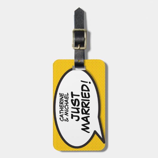 たった今結婚しましたおもしろい ラゲッジタグ (正面縦)