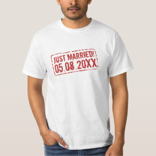 たった今結婚しましたおもしろTシャツ結婚と日付スタンプ Tシャツ