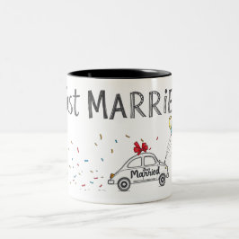 たった今結婚しましたお祝いデザインマグ ツートーンマグカップ