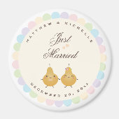 たった今結婚しましたかわいいパーフェクトペア結婚式の引き出物 マグネット (正面)