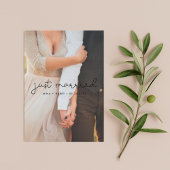 たった今結婚しましたかわいい結婚スクリプトの写真カード 案内状