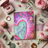 たった今結婚しましたかわいらしハート結婚フローラ紫 カード