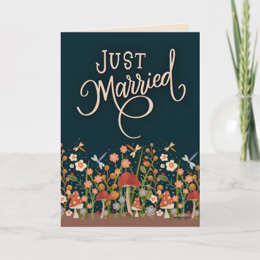 たった今結婚しましたかわいらしワイルドフラワー結婚ズボホ カード (正面)