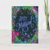 たった今結婚しましたかわいらし結婚フローラモダンボー カード (正面)