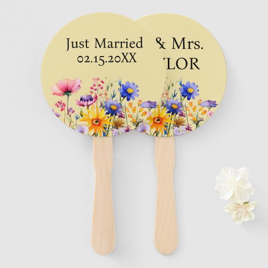 たった今結婚しましたさんそしてミセス |結婚の山花 ハンドファン (正面&裏面)