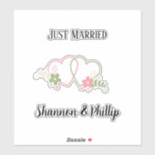 たった今結婚しましたと新郎新婦の名前カーウィンドウ シール (シート)