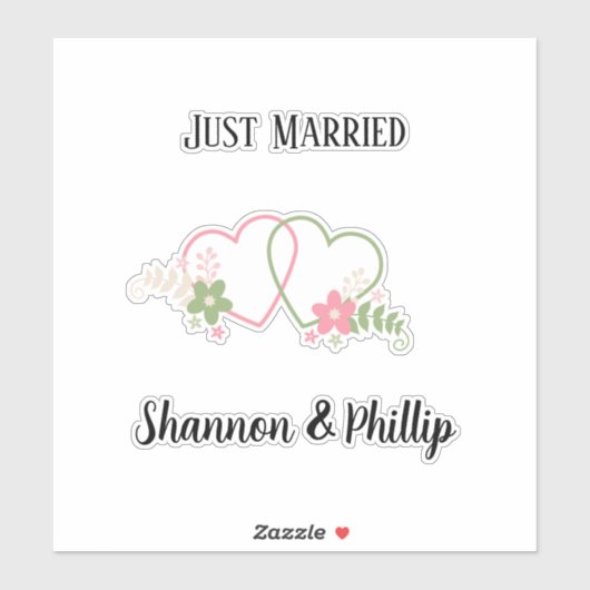 たった今結婚しましたと新郎新婦の名前カーウィンドウ シール (シート)