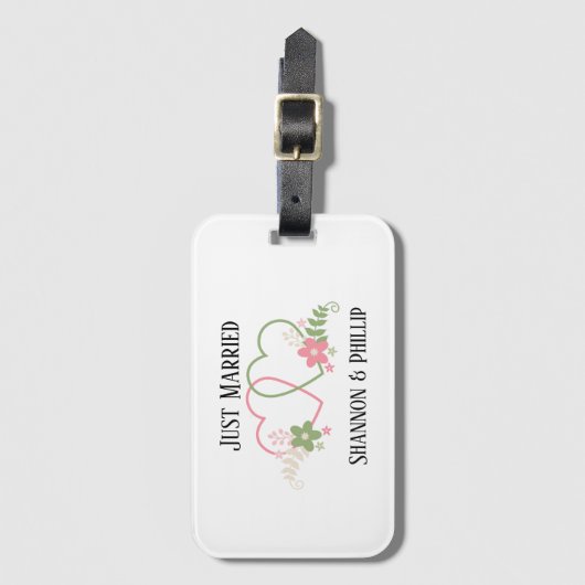 たった今結婚しましたと新郎新婦名  ラゲッジタグ (正面縦)