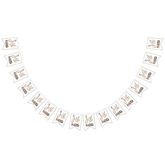 たった今結婚しましたのエレガントな金ゴールドのタイポグラフィの結婚披露宴 バンティングフラッグ (全)