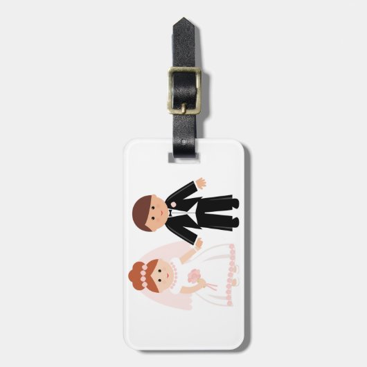 たった今結婚しましたのカップルの荷物のラベル ラゲッジタグ (正面縦)