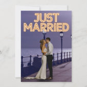 たった今結婚しましたのネオン結婚ライトの写真の発表 案内状 (正面)