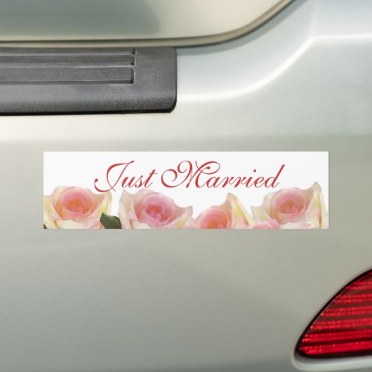 たった今結婚しましたのバンパーステッカー バンパーステッカー (車上)