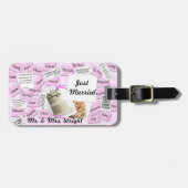たった今結婚しましたのピンクは氏及び夫人を加えますName ラゲッジタグ (正面横)