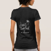 たった今結婚しましたのヤシの木の結婚祝いのビーチ Tシャツ (裏面)