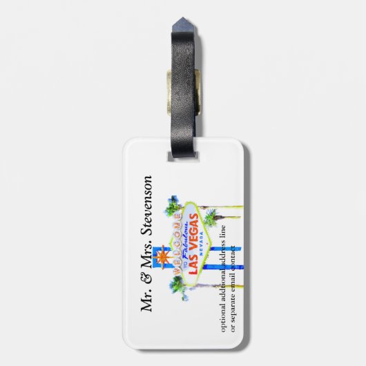 たった今結婚しましたのラスベガスの結婚式 ラゲッジタグ (裏面縦)