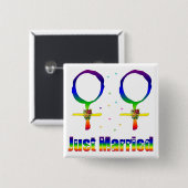 たった今結婚しましたのレズビアン 缶バッジ (正面&裏面)