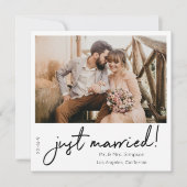 たった今結婚しましたの写真の即時発表 招待状 (正面)