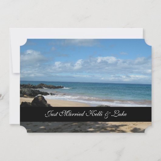 たった今結婚しましたの写真カード 案内状 (正面)