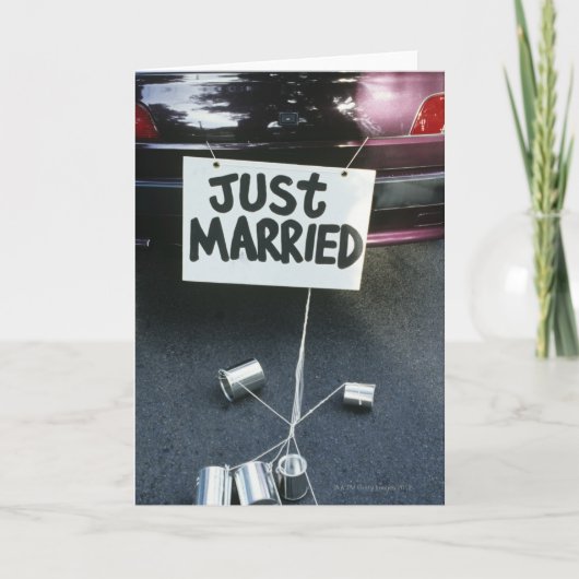 たった今結婚しましたの印は車の支持します 案内状 (正面)