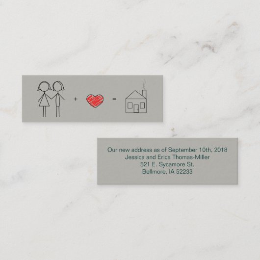 たった今結婚しましたの女性の新しい住所 スキニー名刺 (正面/裏面)