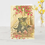 たった今結婚しましたの子猫猫のデジタル芸術、おめでとう カード (黄色い花)