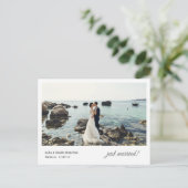 たった今結婚しましたの実行告知はがき ポストカード (スタンド正面)