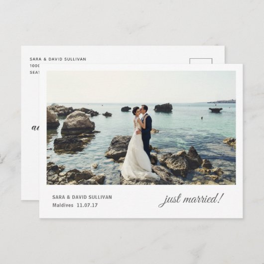 たった今結婚しましたの実行告知はがき ポストカード (正面/裏面)