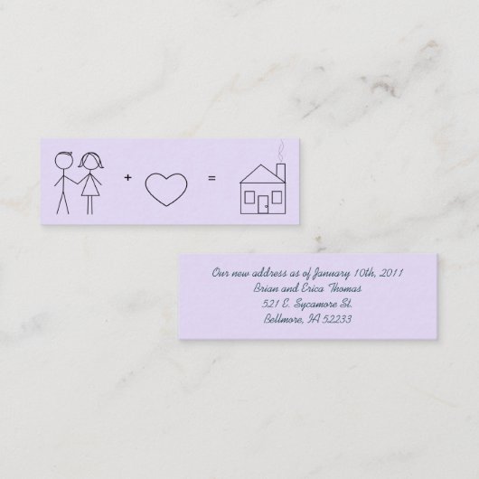 たった今結婚しましたの新しいアドレスカード スキニー名刺 (正面/裏面)