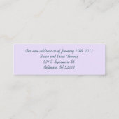 たった今結婚しましたの新しいアドレスカード スキニー名刺 (裏面)