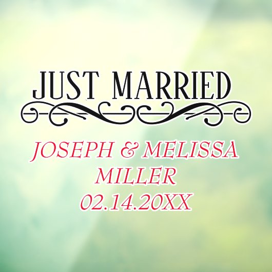 たった今結婚しましたの新しい名前の車の窓の固定 ウィンドウサイン (シート3)