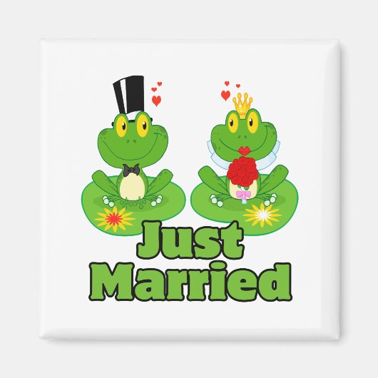 たった今結婚しましたの新郎新婦のカエル マグネット (正面)