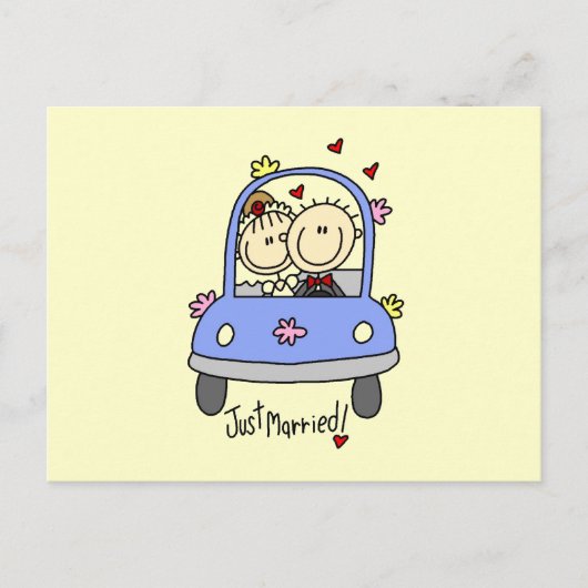 たった今結婚しましたの新郎新婦Tシャツ&ギフト 案内ポストカード (正面)