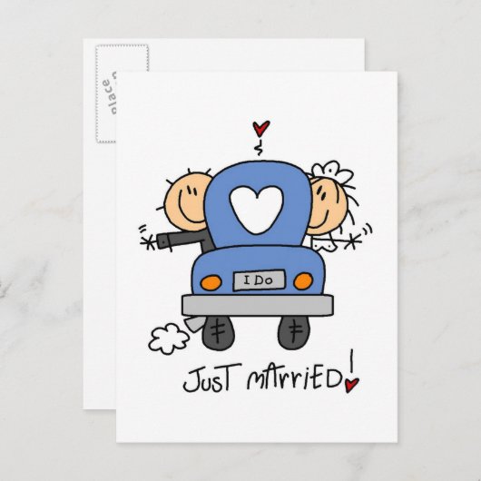 たった今結婚しましたの新郎新婦Tシャツ&ギフト 案内ポストカード (正面/裏面)