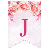 たった今結婚しましたの旗の紫色の水彩画の花 バンティングフラッグ (第3の旗)