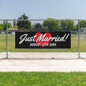 たった今結婚しましたの日付と大きな結婚屋外バナー 横断幕 (インサイチュ)