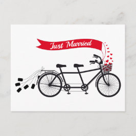 たった今結婚しましたの結婚タンデム自転車 案内ポストカード