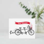 たった今結婚しましたの結婚タンデム自転車 案内ポストカード (スタンド正面)