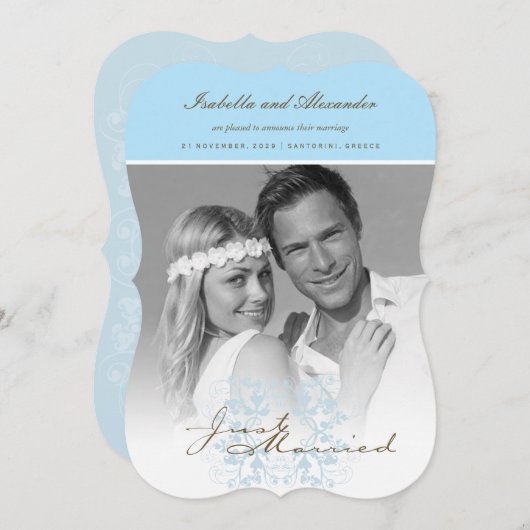 たった今結婚しましたの結婚写真の発表 招待状 (正面/裏面)