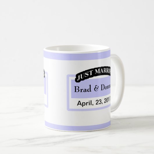 たった今結婚しましたの結婚式のマグ コーヒーマグカップ (正面右)