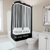 たった今結婚しましたの結婚式の日付のおもしろいで創造的なバーコード シャワーカーテン (インサイチュ)