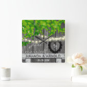 たった今結婚しましたの結婚式の発表の柱時計 スクエア壁時計 (ホーム)