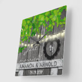 たった今結婚しましたの結婚式の発表の柱時計 スクエア壁時計 (傾斜)