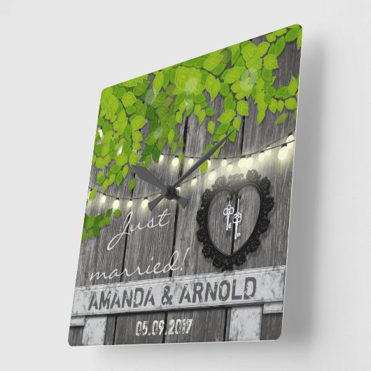 たった今結婚しましたの結婚式の発表の柱時計 スクエア壁時計 (傾斜)