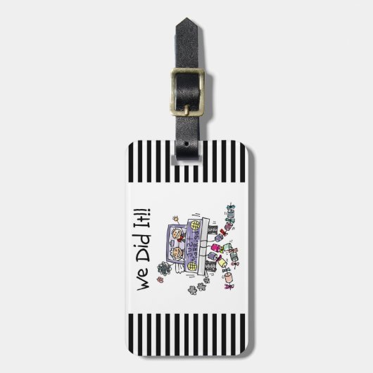 たった今結婚しましたの結婚式車 ラゲッジタグ (正面縦)